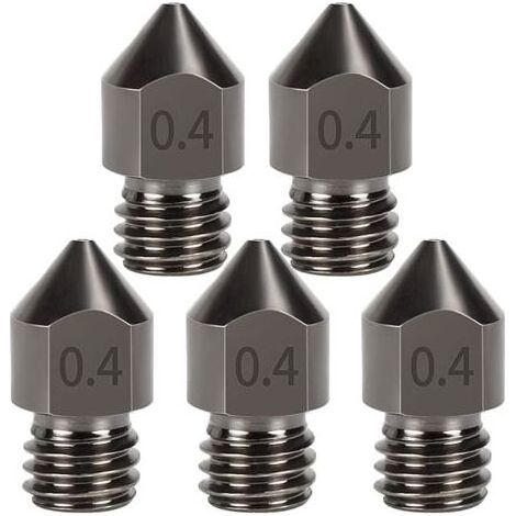 5 Stück gehärtete Stahl-MK8-Düsen, 0,4 mm Hotend-Extruderdüse für Ender 3s 3 Pro, CR-10 3D-Drucker 1,75 mm Filament (1/5)