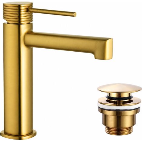 IMEX - Grifo de lavabo monomando Firenze, Oro cepillado (1/5)