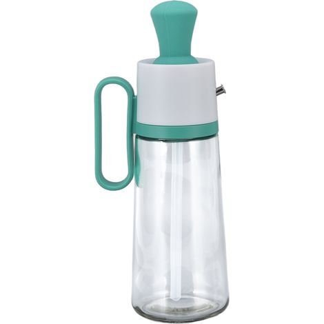 Cruet à huile 550ml anti-fuites avec échelle graduée, distributeur de vinaigre brillant pour barbecue extérieur, capacité visible, vert. (1/5)