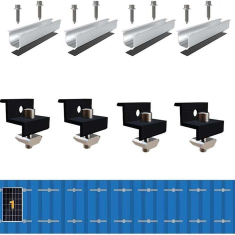Kit de Supports de Panneau Solaire,Support pour Panneau Solaire,Fixation de Panneau Solaire,Extrémité 30MM/35MM Supports en Z Modules Solaires Panneaux Photovoltaïques pour Toit Plat (1/4)