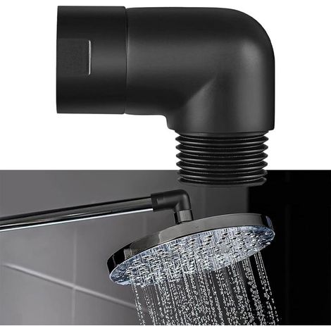 Coude douche noir en laiton G1/2 90°, raccord mâle femelle pour douchette et pommeau de douche (1/5)