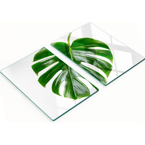 Planches à découper en verre pour la cuisine, motif feuilles tropicales, 2 x 40 x 52 cm (1/5)