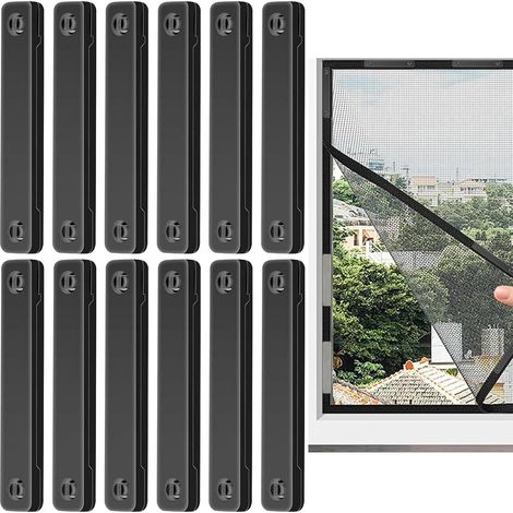 Lot de 12 attaches magnétiques pour moustiquaires - fixation solide sans trace, clips pour fenêtres et portes, appartements, chambres d'enfants (1/5)