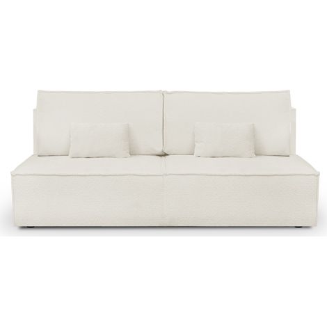 Homifab – Canapé convertible 3 places avec coffre de rangement en tissu bouclé 530 g/m² – Dimensions couchage 142 x 188 cm – Fabriqué en Europe (1/5)