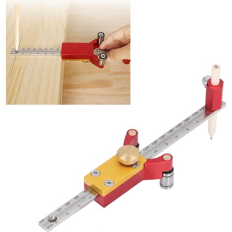 Outil de menuiserie à faire soi-même : un outil de traçage multifonctionnel pour tracer des lignes droites, des arcs et mesurer la hauteur un marqueur de lignes parallèles et un compas. (1/5)