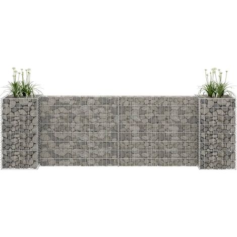 Jardinière à gabion en H Fil d'acier 260x40x80 cm (1/5)