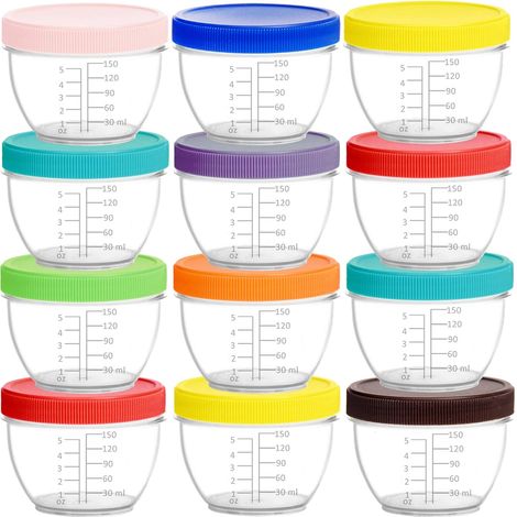 Lot de 18 Pot de Conservation Bebe 180ML, Petit Pot Bébé, Repas de Bébé Boîtes de Conservation (Rainbow) (1/5)