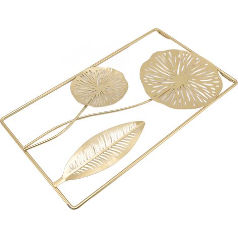 Hanging Iron Wall Decoration for Bedroom, 45cm Rectangular Gold Openwork Artistic Ornament for Living Room, Cafe and Bar (1/5)