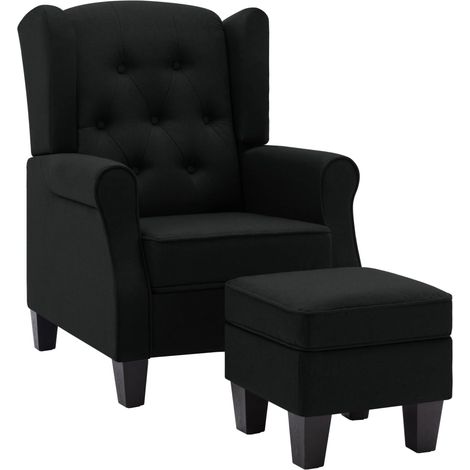 Poltrona lounge di design moderna e confortevole con poggiapiedi in tessuto nero DEC026840