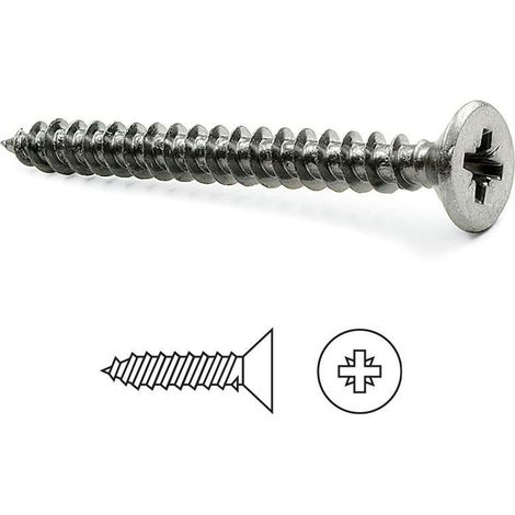 tornillo rosca madera cabeza plana pozidriv inoxidable din 7505-a largo 30mm diámetro 3.5mm (caja 500)