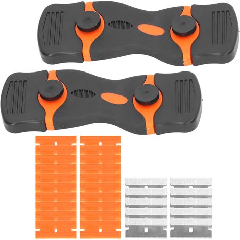 Grattoir à double lame en plastique et métal, de rechange pour le retrait de la colle à mastic de cuisine
