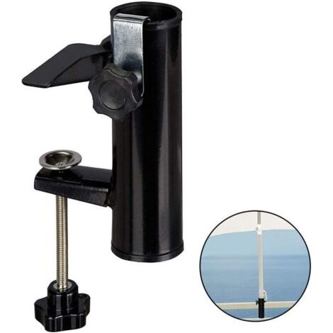 Porte-Parasol Balustrade De Balcon Support Parasol Balcon Pince Support Pour Table Parasol Accessoires Fixation Pour Balcon, Terrasse Ou Table - Balcon-Parasols Avec Mât Jusqu'à Ø 19-38 Mm (1/5)