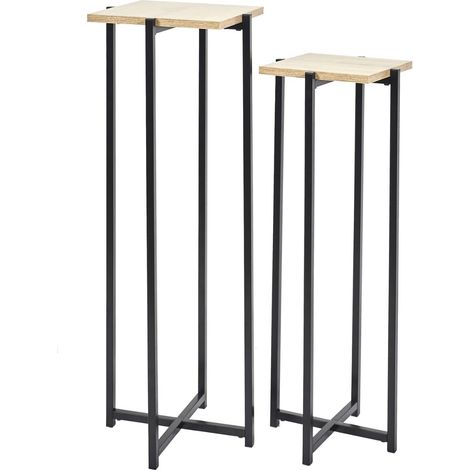 Set di 2 supporti decorativi per fiori, in legno, con base nera. (1/5)
