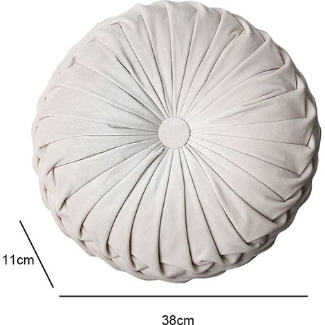 Coussin Décoratif Rond Citrouille Plissé pour Canapé, Fauteuil, Lit, Voiture - Housse de Coussins Maison, Tissu Doux, Taille 45cm (1/3)
