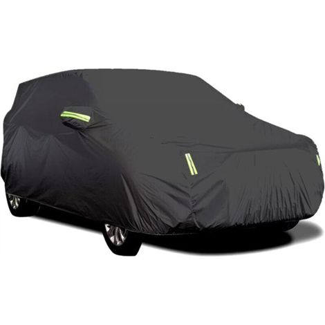 Outdoor car cover, breathable, UV-resistant, dustproof and snowproof, with fixed buckle, reflective strip (Black, 5.3 x 2 x 1.5 m) (1/5)