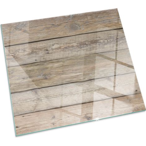 Plaque de protection de sol en verre pour cheminée ou poêle moderne anti-chaleur et étincelles Texture de planches de bois Carrée 50x50 cm (1/5)