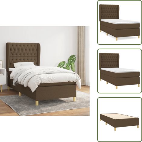 Cama con cabecero ajustable - vidaXL Cama box spring con colchón tela marrón oscuro 90x200 cm - Colchón ensacado