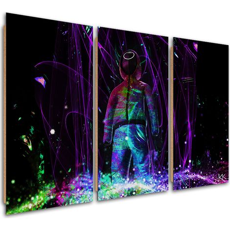 Quadro deco panel 3 paneli, Giocatore al neon - 150x100 (1/5)