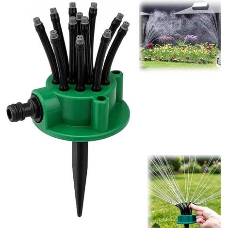 Arroseur - Arroseurs de jardin - Arroseur de jardin orientable à 360° - avec 12 bras d'arrosage flexibles - Compatible avec les tuyaux de 1/2 et 3/4 pouce - Vert - Irrigation réglable pour pelouse, ma (1/5)