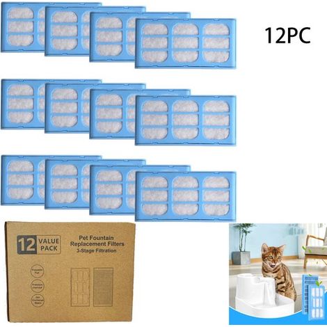 Ensemble de 12 filtres pour fontaine à eau Cat Mate, filtres à charbon de rechange, compatibles avec les fontaines à eau pour chats, cartouches filtrantes pour usage domestique (1/5)