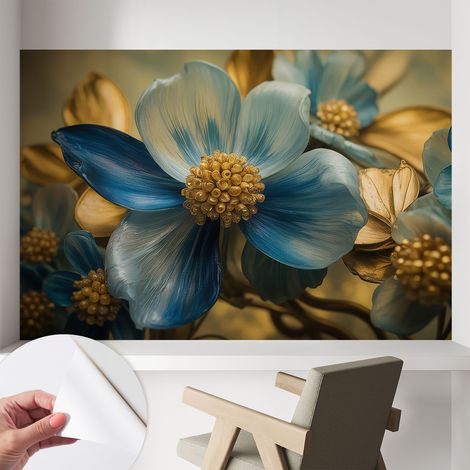 Papier peint autocollant décoratif à motifs pour salon chambre et bureau Tapete adhésif pour décoration Composition florale 104x70 cm (1/5)