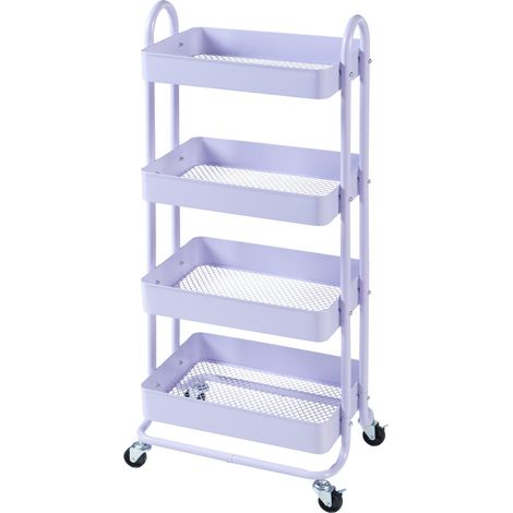Chariot de service desserte cuisine salon meuble de rangement à 4 paniers acier 104 x 46 x 35 cm violet (1/4)