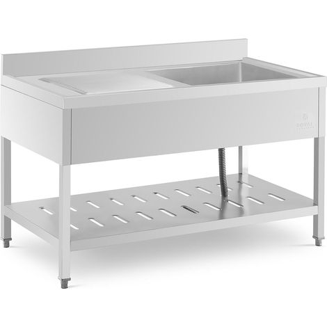 Lavello professionale in acciaio inox lavello professionale (dimensioni: 140 x 70 cm, vasca: 510x520x245 mm, acciaio inox) 140005013