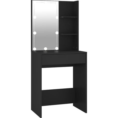 Coiffeuse design contemporaine avec led 60 x 40 x 140 cm noir