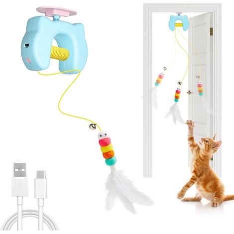 Hängendes Katzenspielzeug mit USB-C-Anschluss, Feder, 178 cm Seil, Schnellbefestigung, unvorhersehbaren Bewegungen und automatischer Ablösung (1/5)