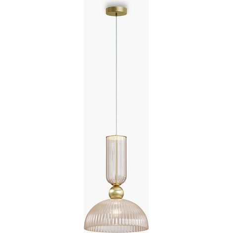 Suspension design verre ambré forme coupole SOLANA (1/4)