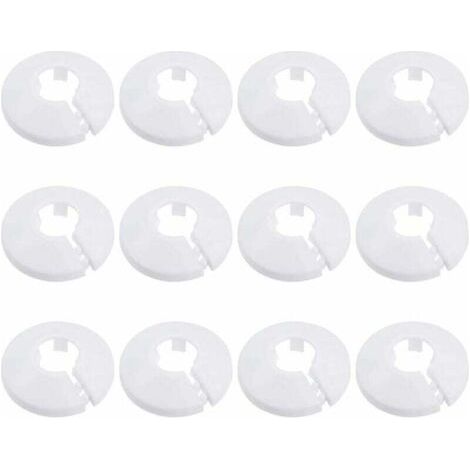 12 Pcs Cache Tuyau, Cache Tuyau Plomberie Collier Radiateur, Manchon Radiateur pour Tuyau Rosace Ronde Blanche Diamètre de 15 mm (Blanc)
