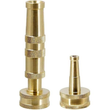 2Pcs Solid Brass Adjustable Twist Hose Nozzle Jet Sweeping Sprayer for Watering (1/5)