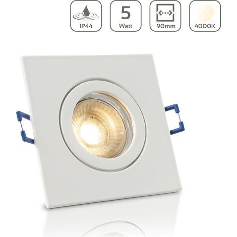 Einbauspot IP44 eckig - Farbe: Weiß - LED Leuchtmittel: GU10 5W neutralweiß (1/5)