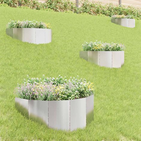 vidaXL Borde de Césped 4 uds. 100 x 45 cm Acero Plateado (1/5)