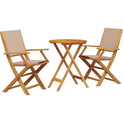 Maison Exclusive - 3-tlg. Bistro-Set Taupe Stoff und Massivholz