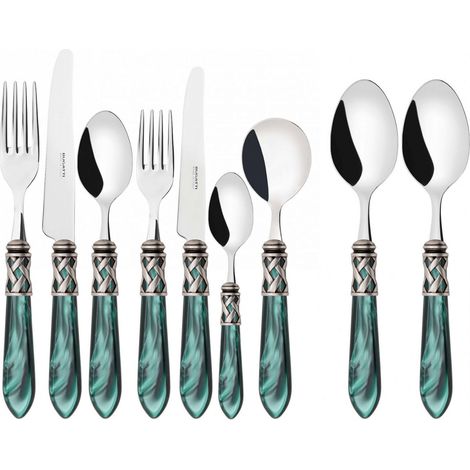 ALADDIN Ghiera Argento Anticato, Posate Set 44 Pz, Scatola