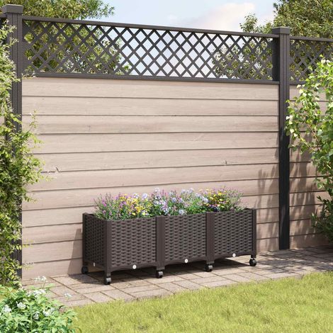 vidaXL Gartenpflanzer mit Rädern Braun 120 x 40 x 44 cm PP (1/5)