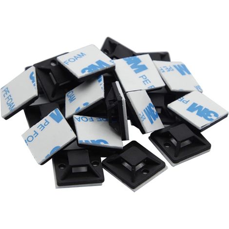 Support Auto-Adhésif Pour Attaches-Câbles - Base Pour Attaches-Câbles Avec Adhésif 3M - Pour Câblage Domestique Bureau Voiture - 100 Pièces (1/5)