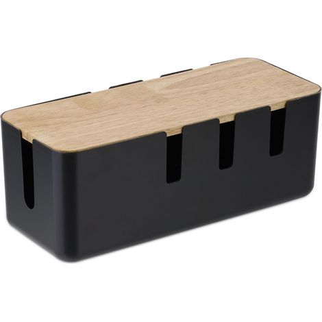 Caja organizadora de cables elegante para oficina salón 11,5 x 30,5 x 12,5 cm de madera natural 130011880 (1/5)