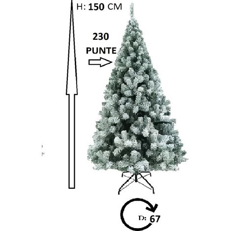 Albero di natale innevato bianco neve CM 150- 180-210-240 apertura ad ombrello artificiale pino ignifugo casa ufficio condominio - MISURA: CM 150