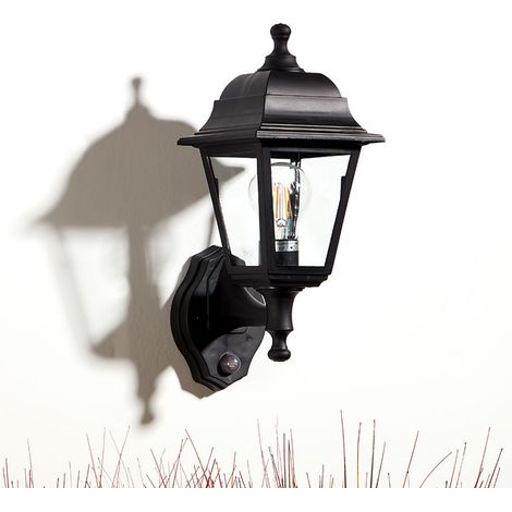 Ledkia – Applique extérieure avec détecteur de présence PIR – Mini villa noir – Dimensions 212x171x356mm – Matériau polypropylène – Ampoule E27 non incluse