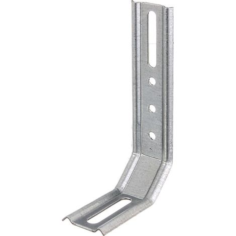 Équerre de réglage – Deux fois 45° – Gaufrée, avec trou oblong –Galvanisée Sendzimir –50 x 30 x 110 mm – Marque