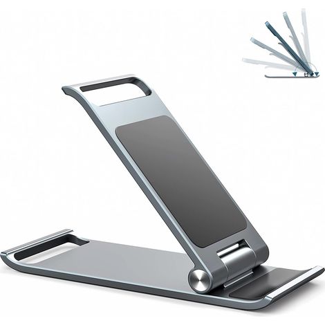 Support Téléphone Portable Pliable - Réglable Hauteur Inclinaison - Pour Bureau Bureau Maison Voyage - Compatible Smartphone Tablette 4 À 8 Pouces - 1 Pièce (1/5)