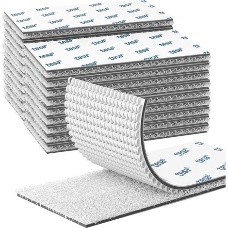 Scratch Autocollant Double Face, Hook & Loop Auto-Adhésif à Crochets Et Boucles, Ruban Adhésif Puissant Pour Décoration De Pièce, Maison, Bureau, Voiture (Blanc, 50mmX100mm 20Paires) (1/5)