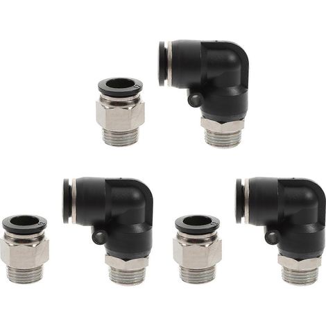 Stück Druckluftleitungsverschraubungen, Winkel- und Gerade-Steckverbinder für Schläuche-2.6X2X1.9CM-Black (1/3)