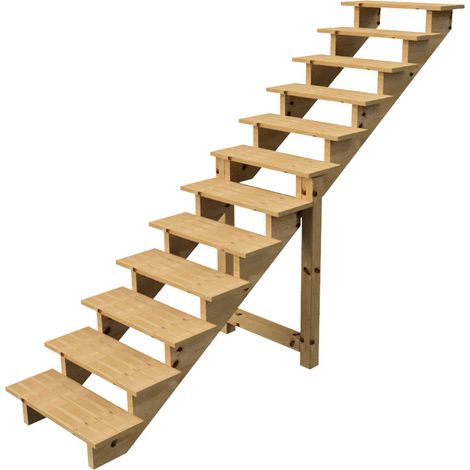 Außentreppe Holz Höhe 207cm 12 Stufen, Breite 80cm, OHNE Setzstufen