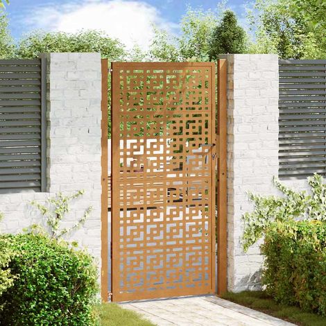 vidaXL Portail de jardin 100x175 cm en acier patiné avec croix (1/5)
