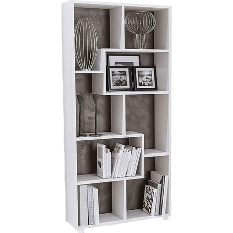Libreria moderna in legno Bianco 74x156h cm ZIG ZAG (1/2)