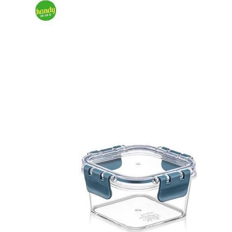 Contenitore per alimenti quadrato EasyClip H&H in vetro temperato 400 cc