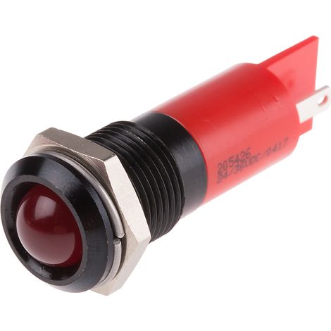 Voyant LED lumineux  Rouge RS PRO, dia. 14mm, 24  36V c.c. ( Prix pour 1 )